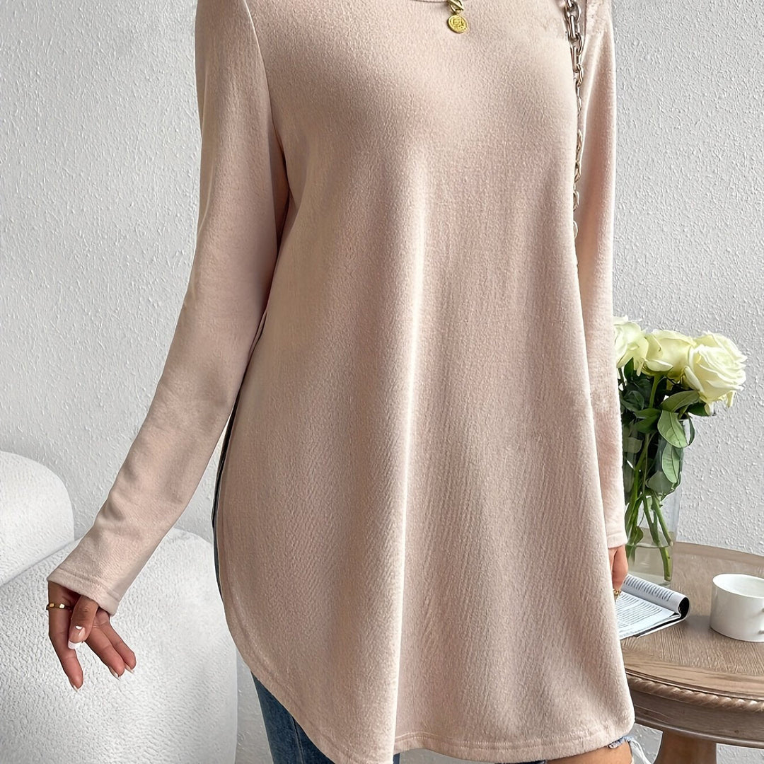 Levoire | Unicolore Chemise À Manches Longues Pour Femmes Et Ourlet Courbé