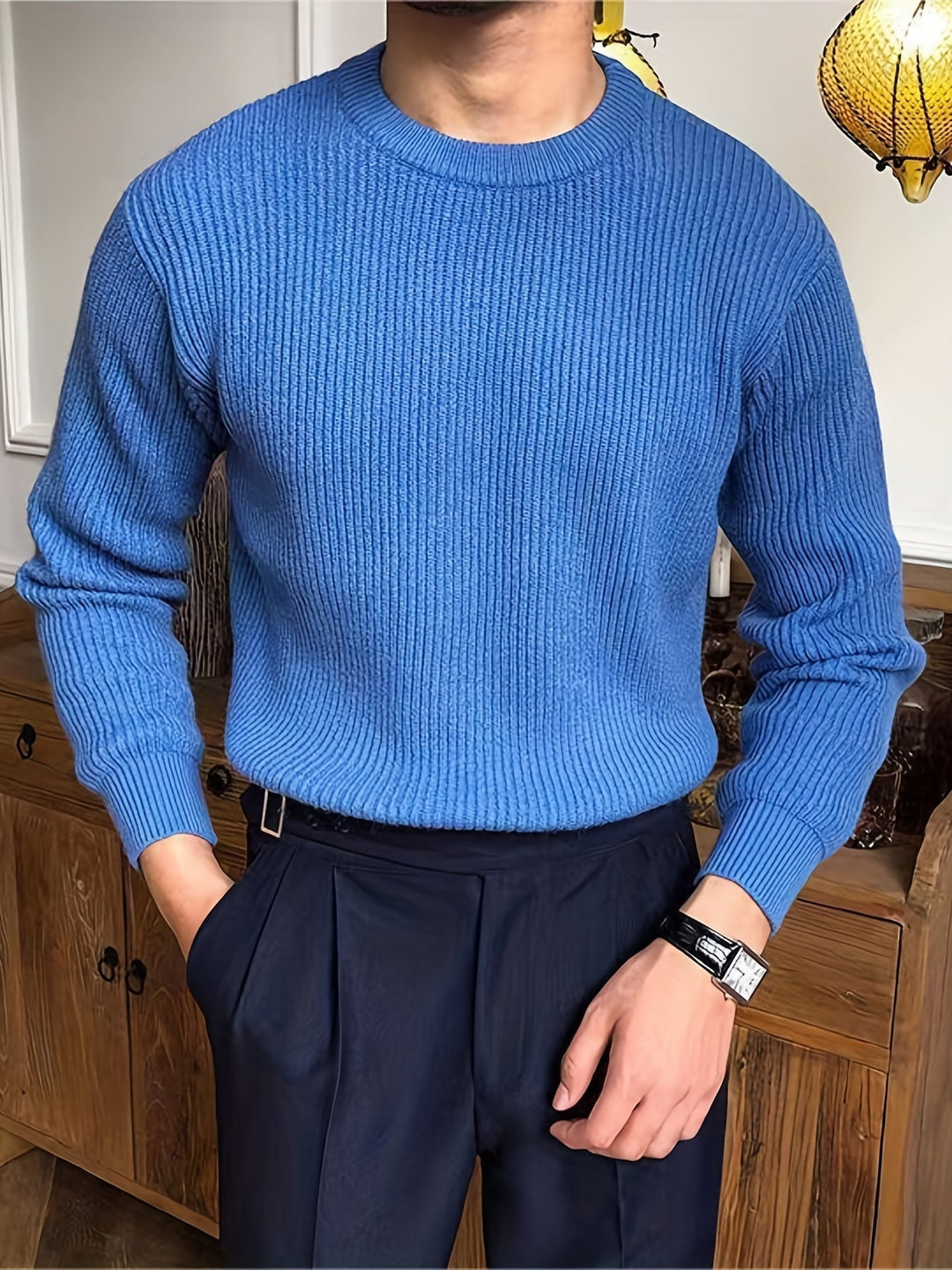 Levoire | Sweat-Shirt Design À Col Rond En Tricot Câble Élégant Pour Hommes