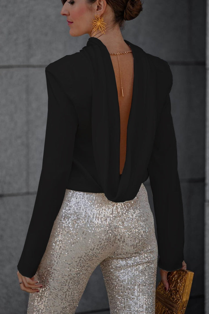 Levoire | Blouse À Col Cowl Sans Dos À Manches Longues