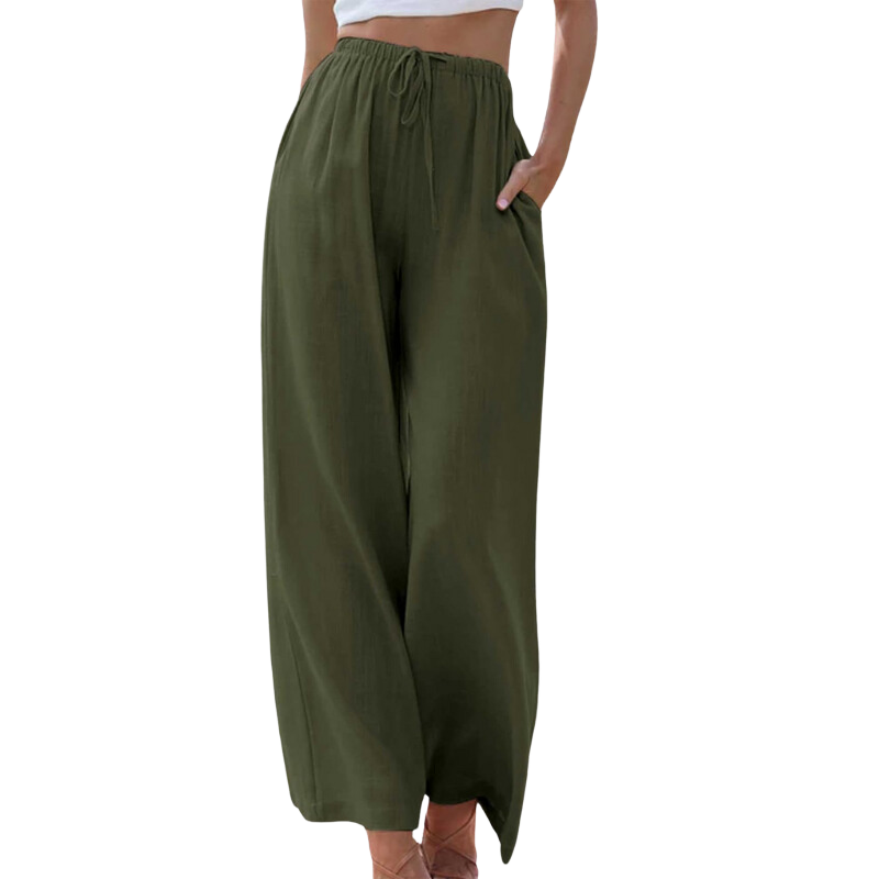 Levoire | Pantalon Élégant En Coton Et Lin Vert