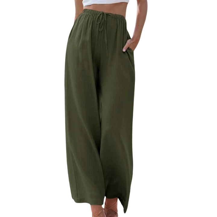 Levoire | Pantalon Élégant En Coton Et Lin Vert