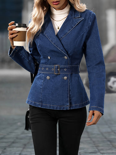 Levoire | Veste En Jean Adjustable Dans Un Bleu Fortement Usé