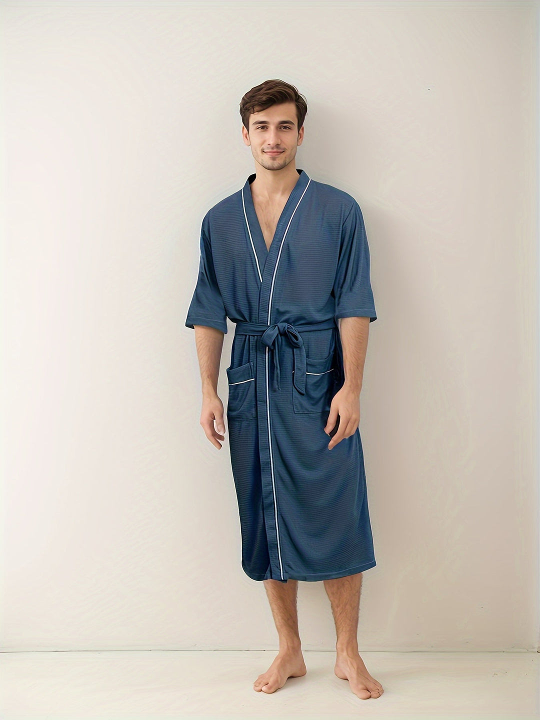 Levoire | Peignoir Pour Homme Élégant À Manches Courtes Et Poches Doubles