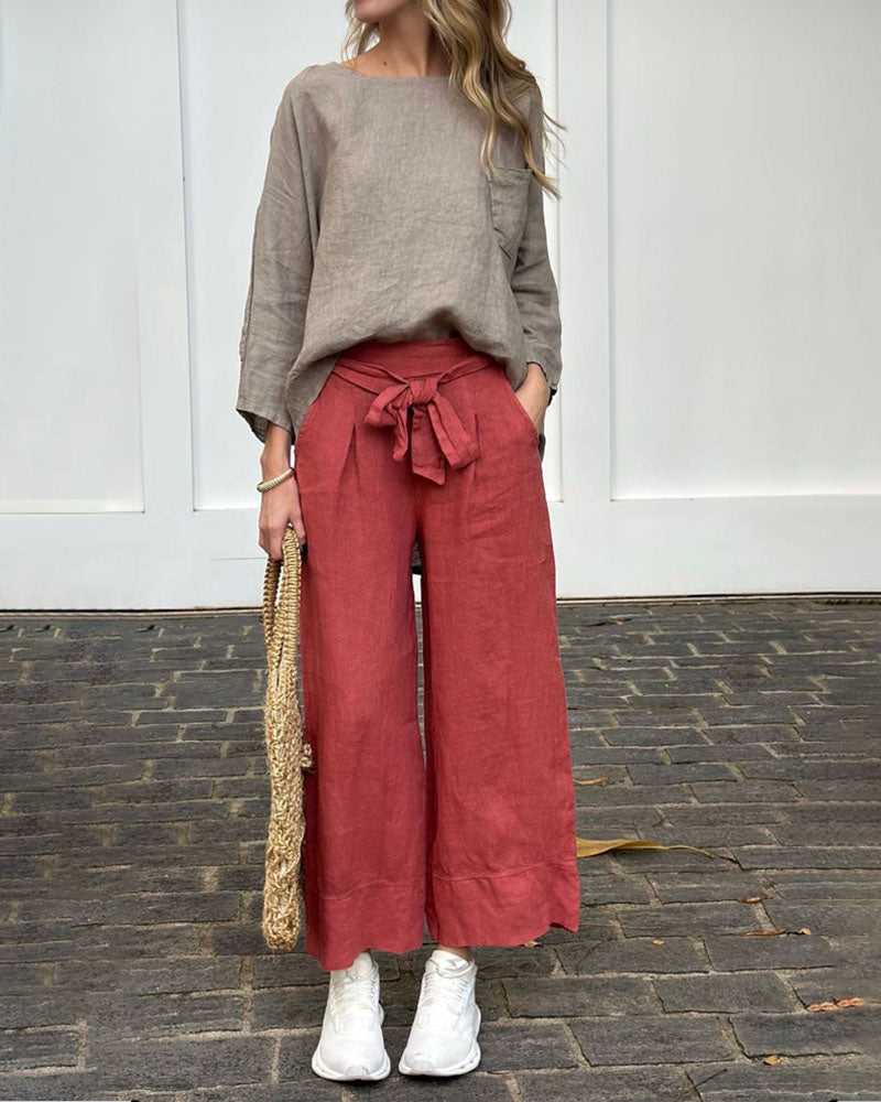 Levoire | Haut Élégant Et Pantalon Ample Rot