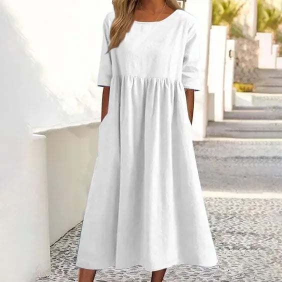 Levoire | Élégant Confortable Robe Coton Blanc