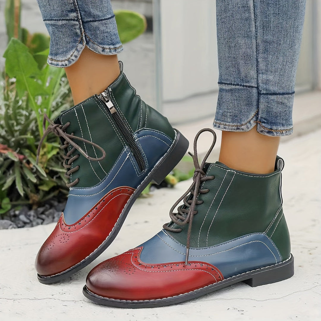 Levoire | Élégantes Bottes Colorblock Pour Femmes Avec Talon Et Fermeture Éclair Latérale Bunt