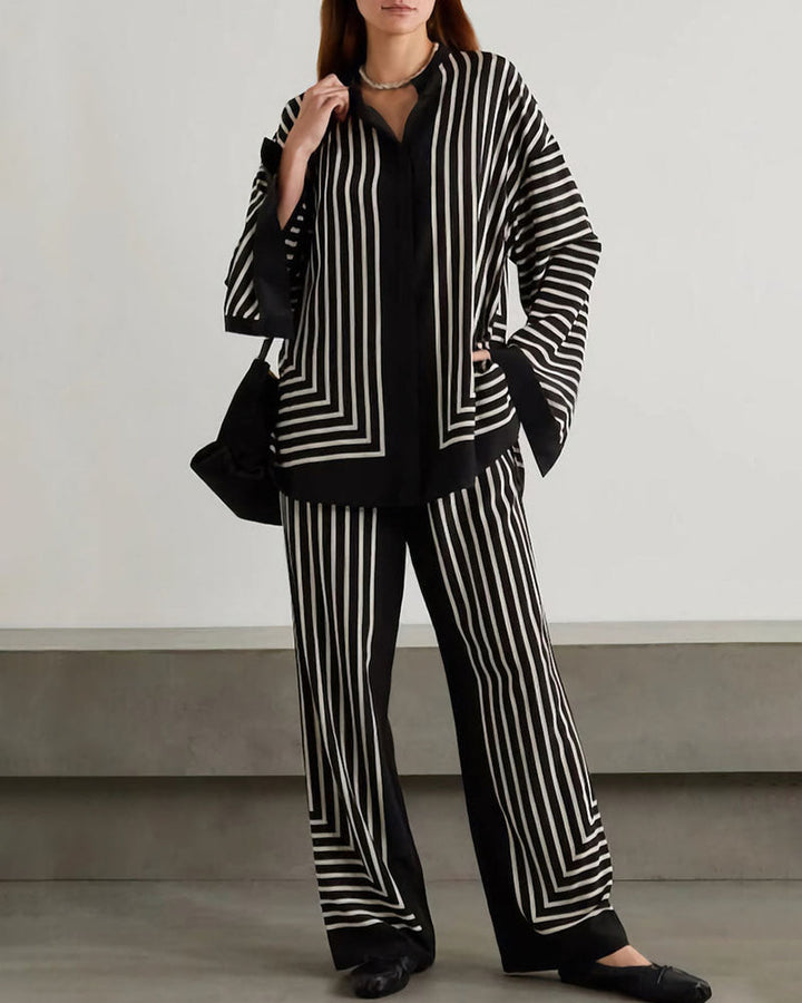 Levoire | Chemise Décontractée À Manches Raglan À Rayures Polyvalente