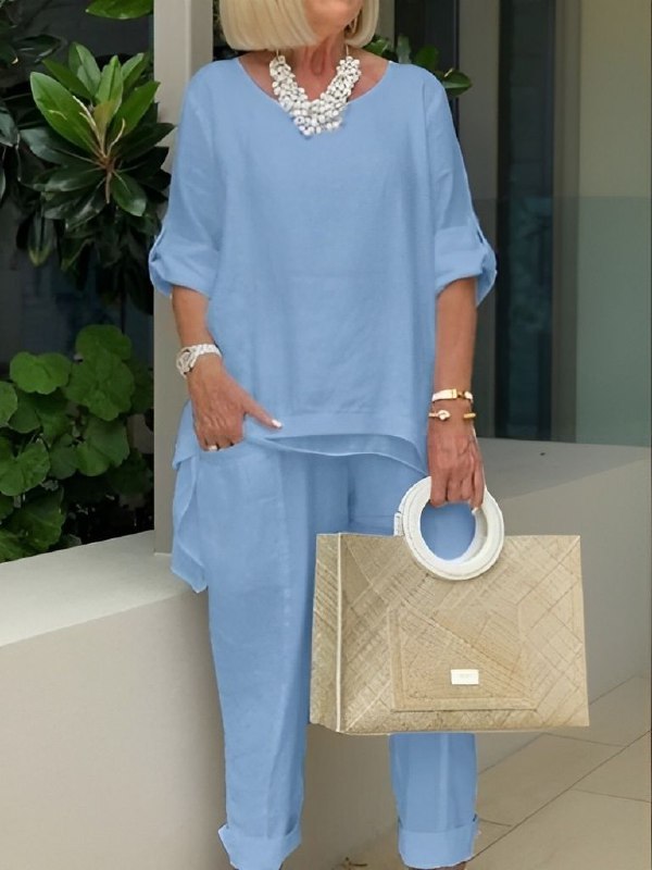 Levoire | Mode Tendance Ensemble À Demi-Manches Ciel bleu