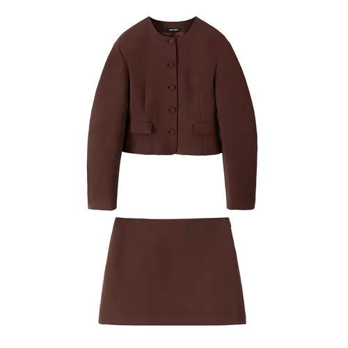 Levoire | Ensemble Deux Pièces Comprenant Veste Et Mini Jupe En Marron