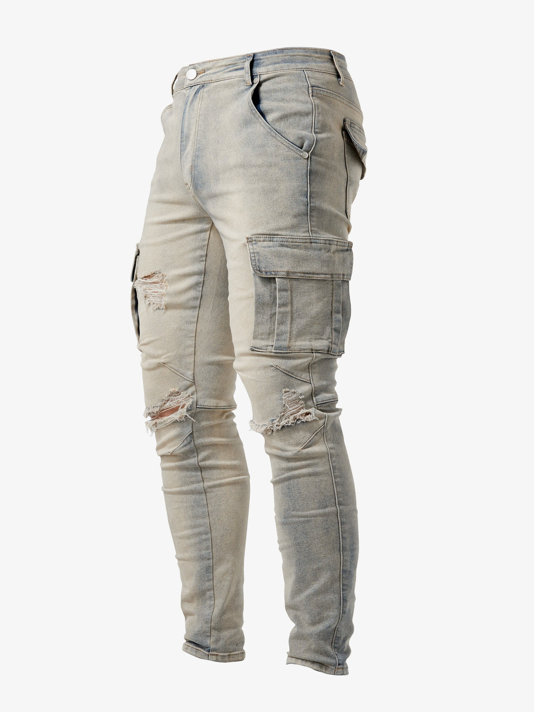 Levoire | Pantalons Cargo Slimfit En Denim Stretch Couleur kaki