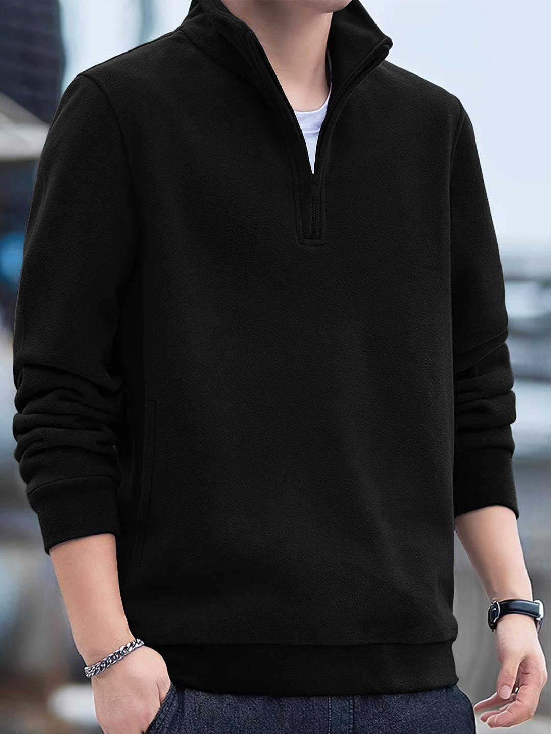Levoire | Sweat À Capuche En Polaire Avec Demi-Zip Noir