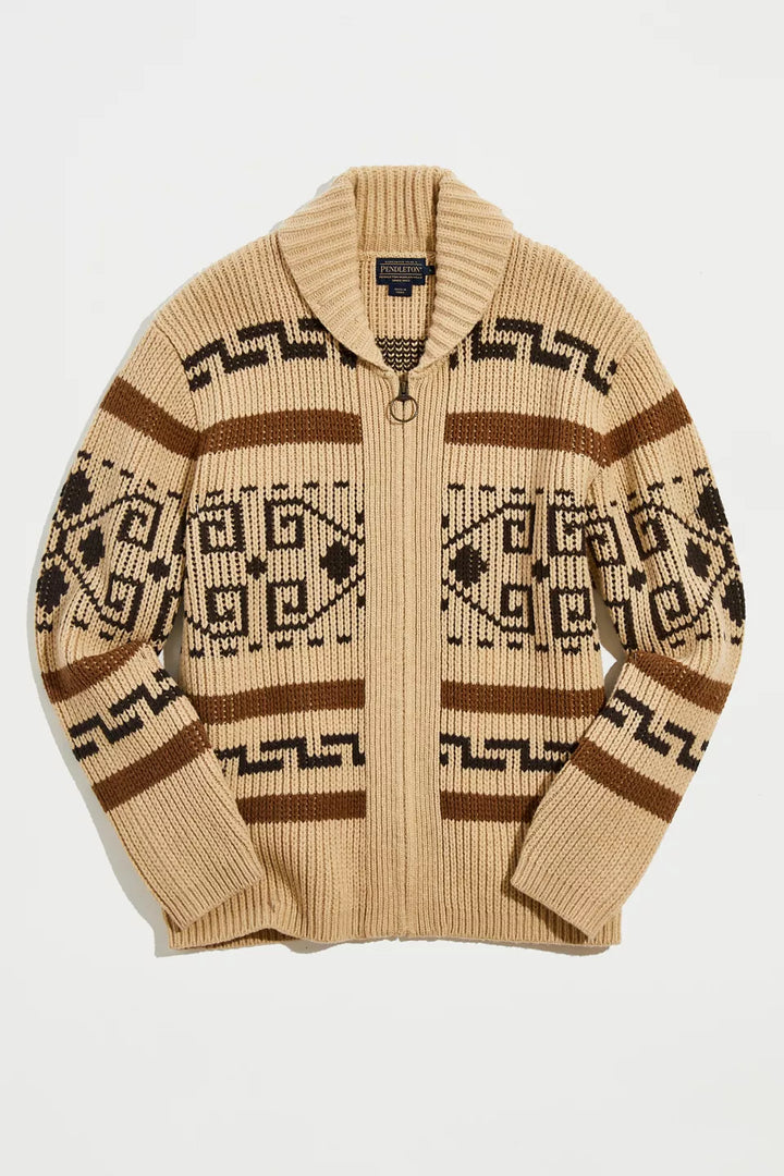 Levoire | Viininkorjuu Jacquard Pull Homme Veste avec Fermeture Éclair Khaki