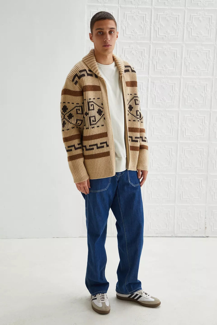 Levoire | Viininkorjuu Jacquard Pull Homme Veste avec Fermeture Éclair