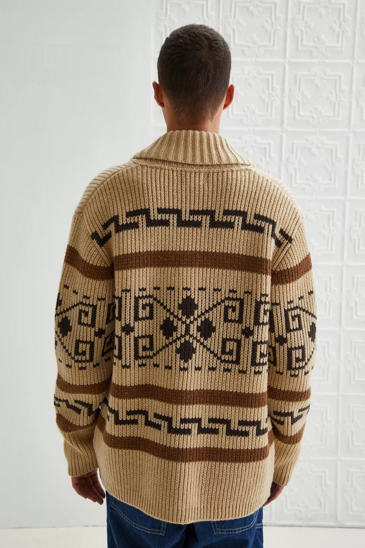 Levoire | Viininkorjuu Jacquard Pull Homme Veste avec Fermeture Éclair