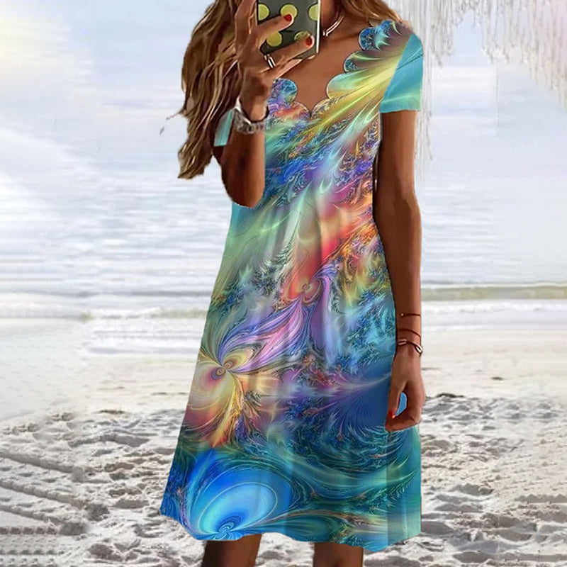 Levoire | Robe De Plage Avec Imprimé Abstrait Multicolore