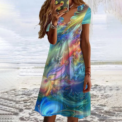 Levoire | Robe De Plage Avec Imprimé Abstrait Multicolore