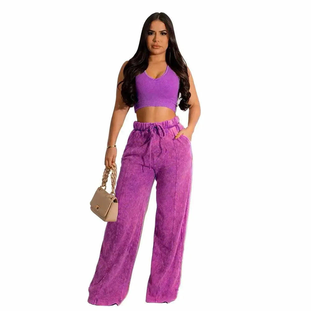 Levoire | Chemise femme avec jambes larges et taille élastique Rosa Lilaa