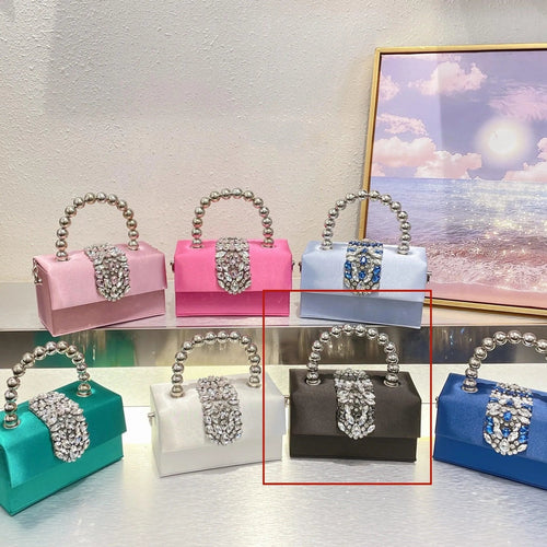 Levoire | Petit sac carré avec des strass français brillants en tête de diamant