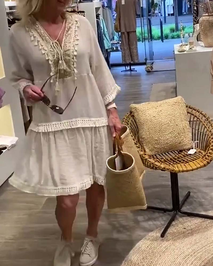 Levoire | Robe D'Été Femme À Décolleté En V Blanc