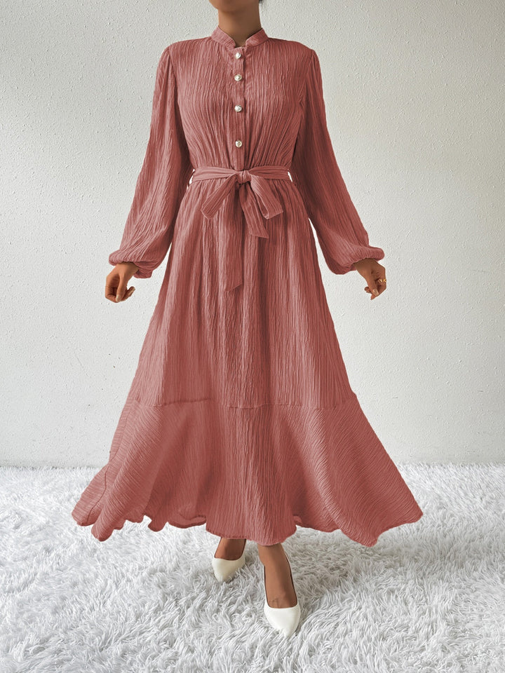 Levoire | Robe À Manches Longues Et Ceinture À Nœuds Rosa