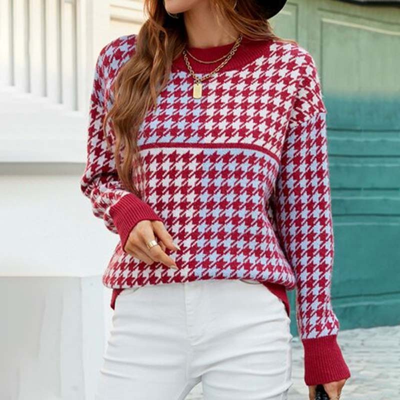 Levoire | Décontracté En Tricot Géométrique Rouge