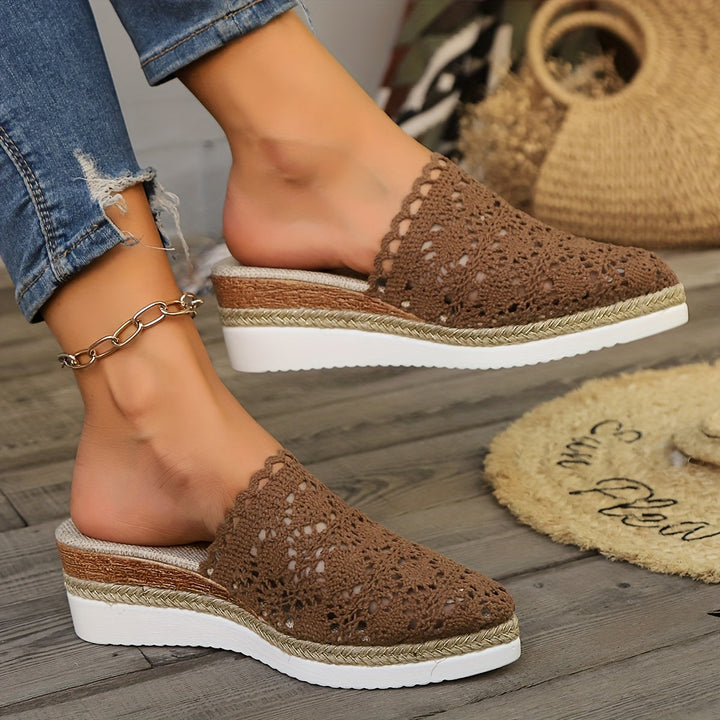 Levoire | Chaussures À Talons En Dentelle Tricotées Marron foncé