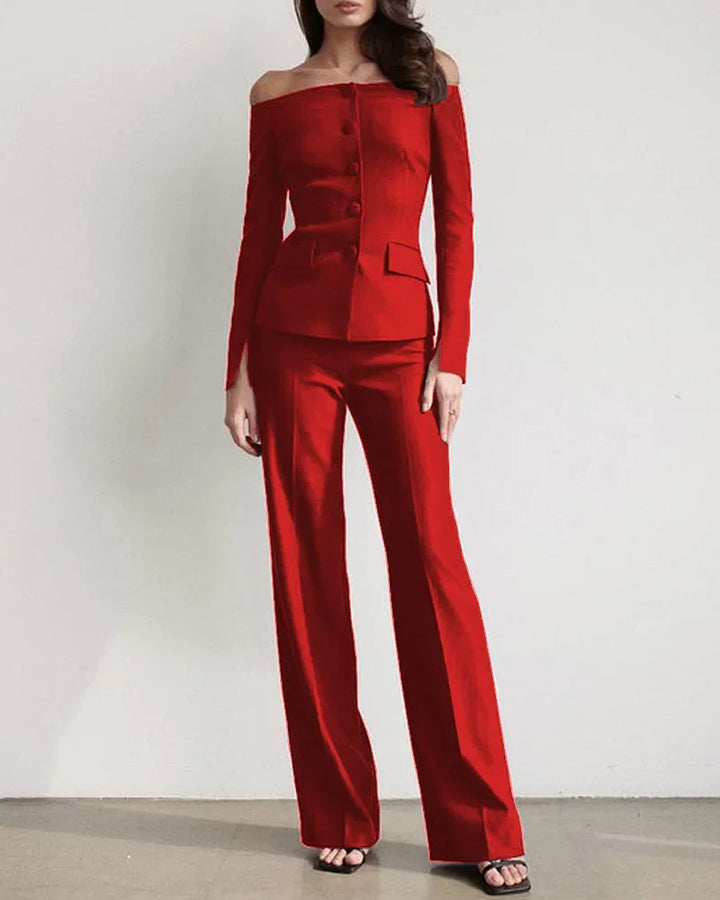 Levoire | Ensemble Chemise Boutonnée Élégante Et Pantalon Rot