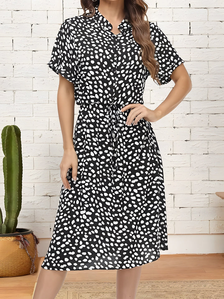 Levoire | Femme Robe Élégante À Cordon Imprimé Noir
