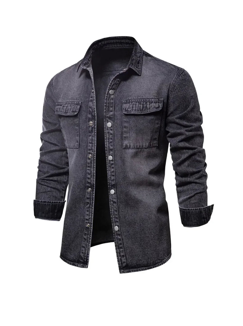 Levoire | Rento Veste En Denim À Manches Longues Avec Boutons Et Poches Noir