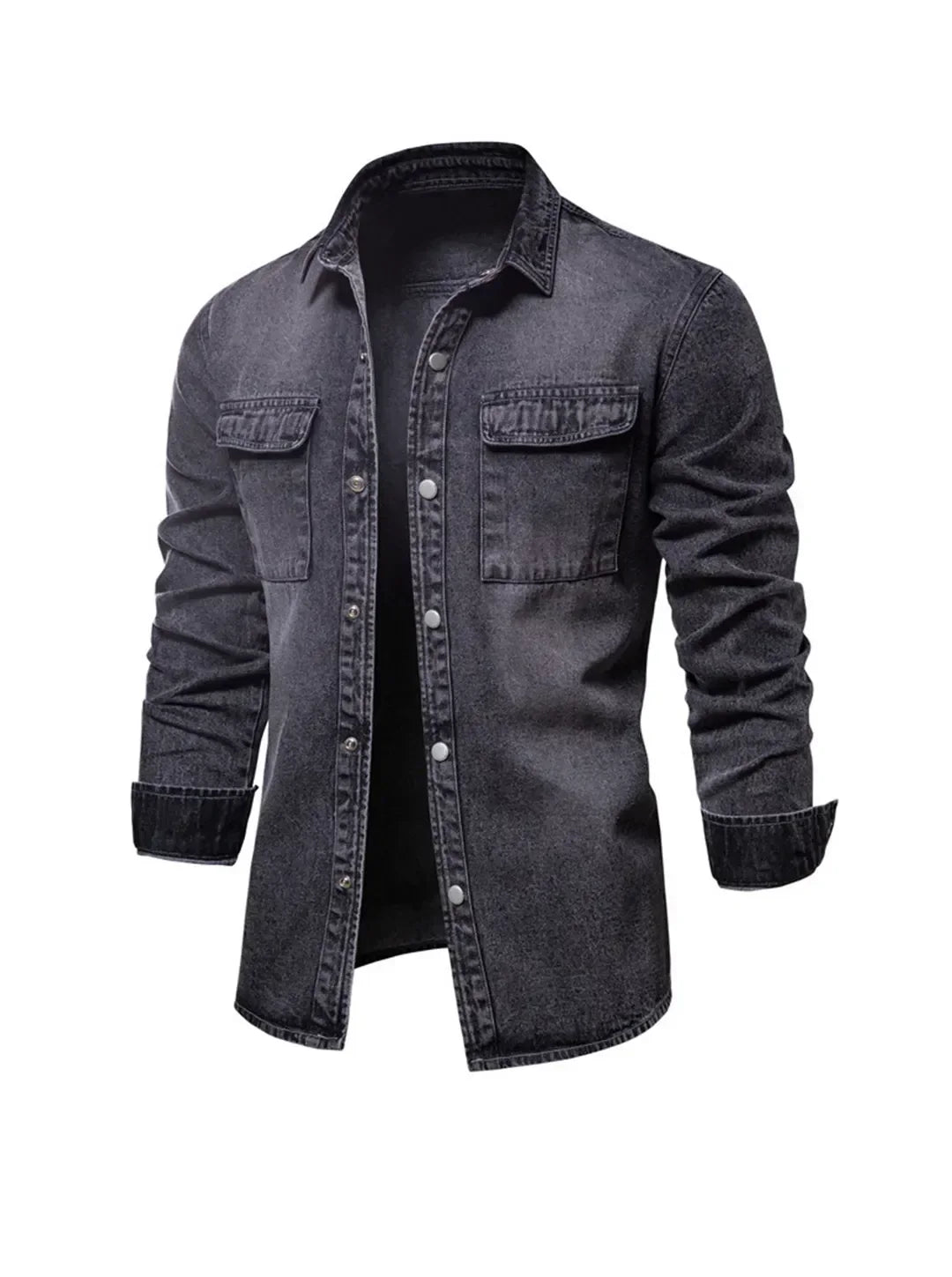 Levoire | Rento Veste En Denim À Manches Longues Avec Boutons Et Poches Noir