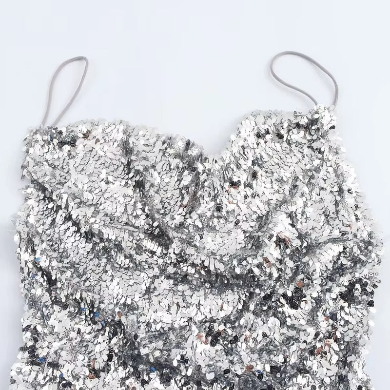 Levoire | Robe À Paillettes Argentées Scintillantes