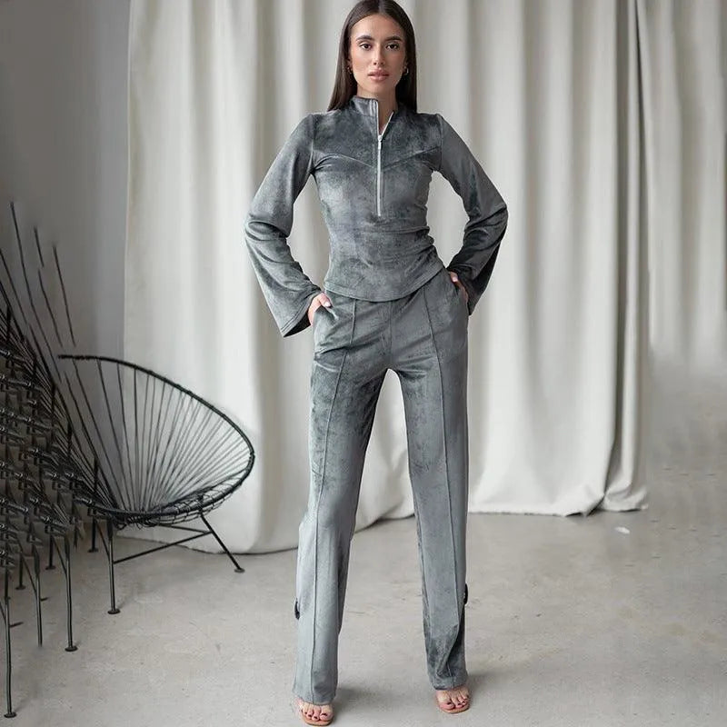 Levoire | Setti pantalon en suédine à manches longues Gris