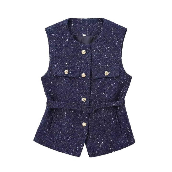 Levoire | Gilet En Tweed Élégant Avec Ceinture