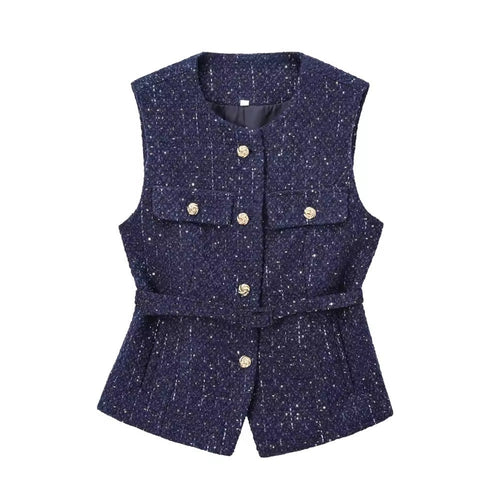 Levoire | Gilet En Tweed Élégant Avec Ceinture