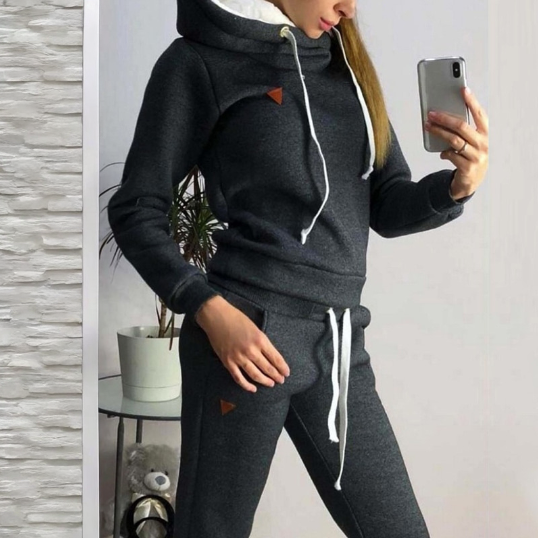 Levoire | Ensemble De Survêtement Confortable Et Doux En Deux Pièces Pour Femmes Gris foncé