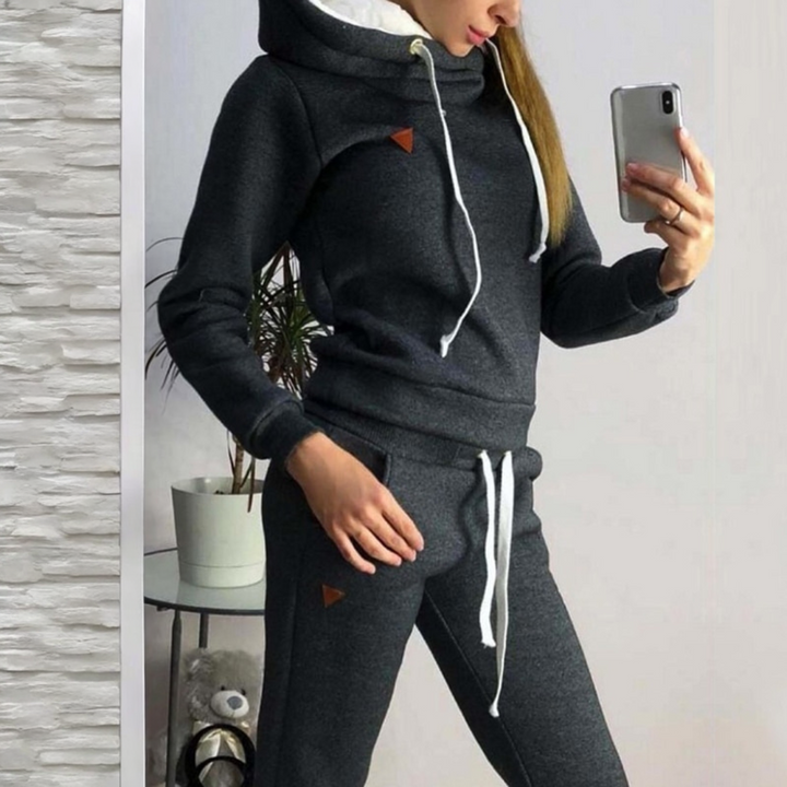 Levoire | Ensemble De Survêtement Confortable Et Doux En Deux Pièces Pour Femmes Gris foncé