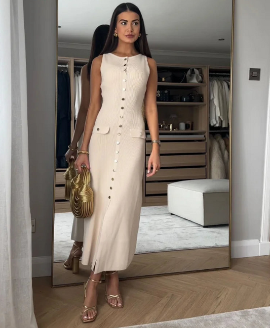 Levoire | Élégant Robe En Tricot Sans Manches