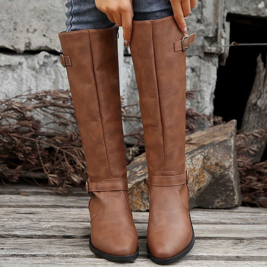 Levoire | Bottes Femmes À Talon Haut Viininkorjuu Avec Sangle Réglable Et Fermeture Éclair