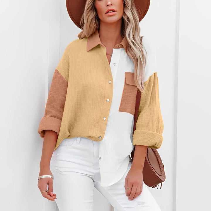 Levoire | Chemise Colorblock Avec Fermeture À Boutons Pour Femmes Jaune
