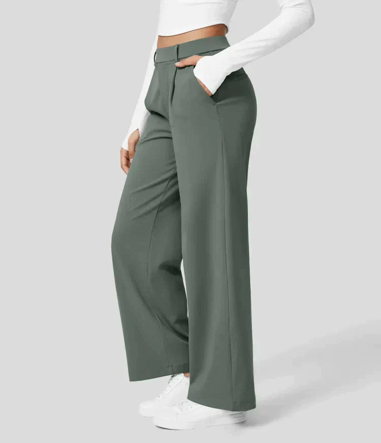 Levoire | Pantalon Palazzo Évasé Taille Haute Pour Femmes Bleu marine profond