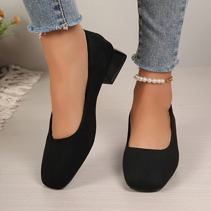 Levoire | Chaussures À Talon En Flanelle Noires À Talon Bas Noir