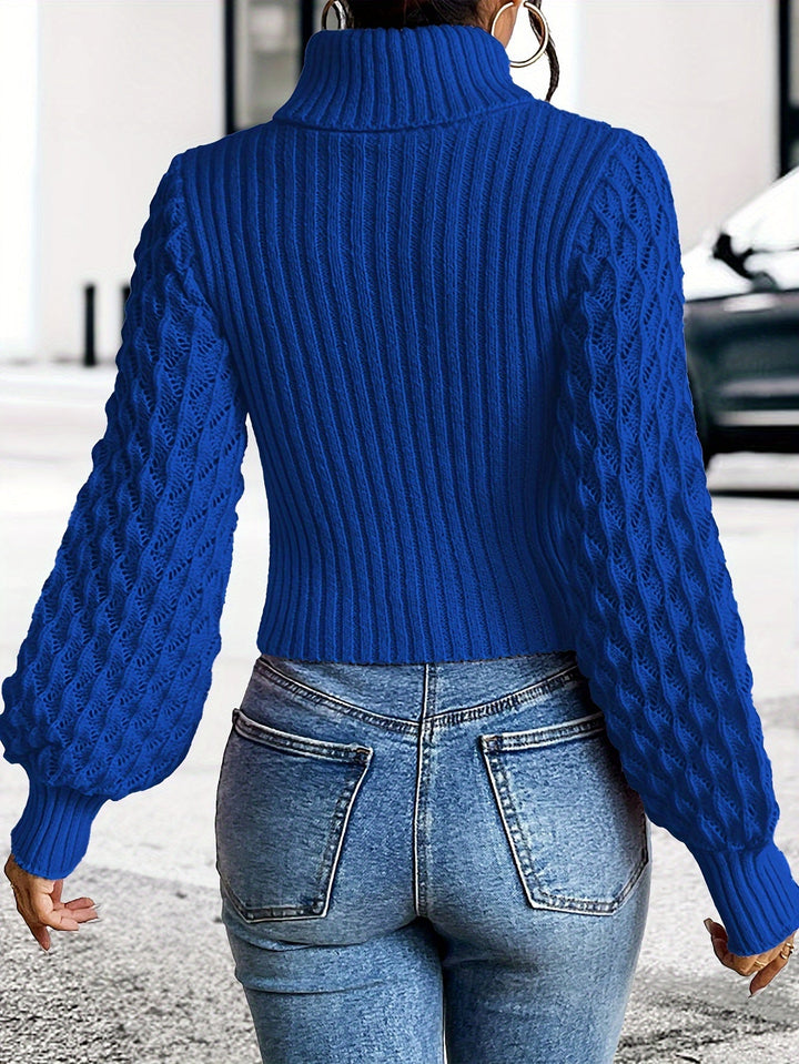 Levoire | Pull À Col Roulé Unicolore En Tricot Pointelle