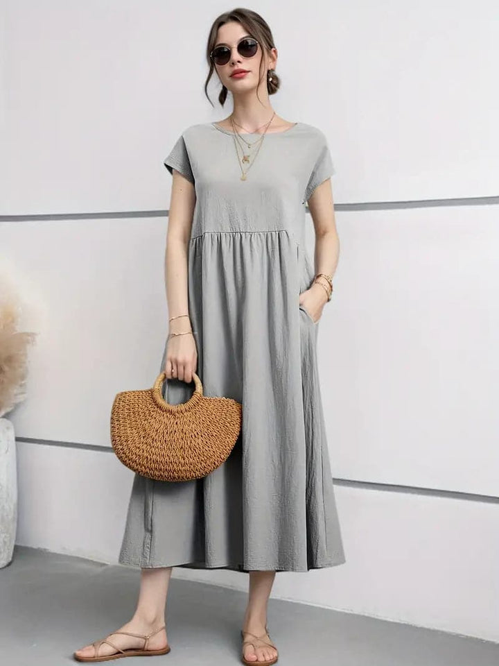 Levoire | Robe À Manches Courtes Pour Femme - Midi Gris clair