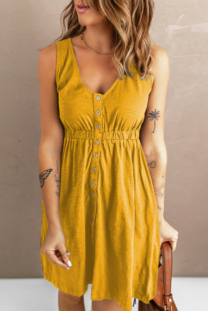 Levoire | Robe À Boutons D'Été Jaune
