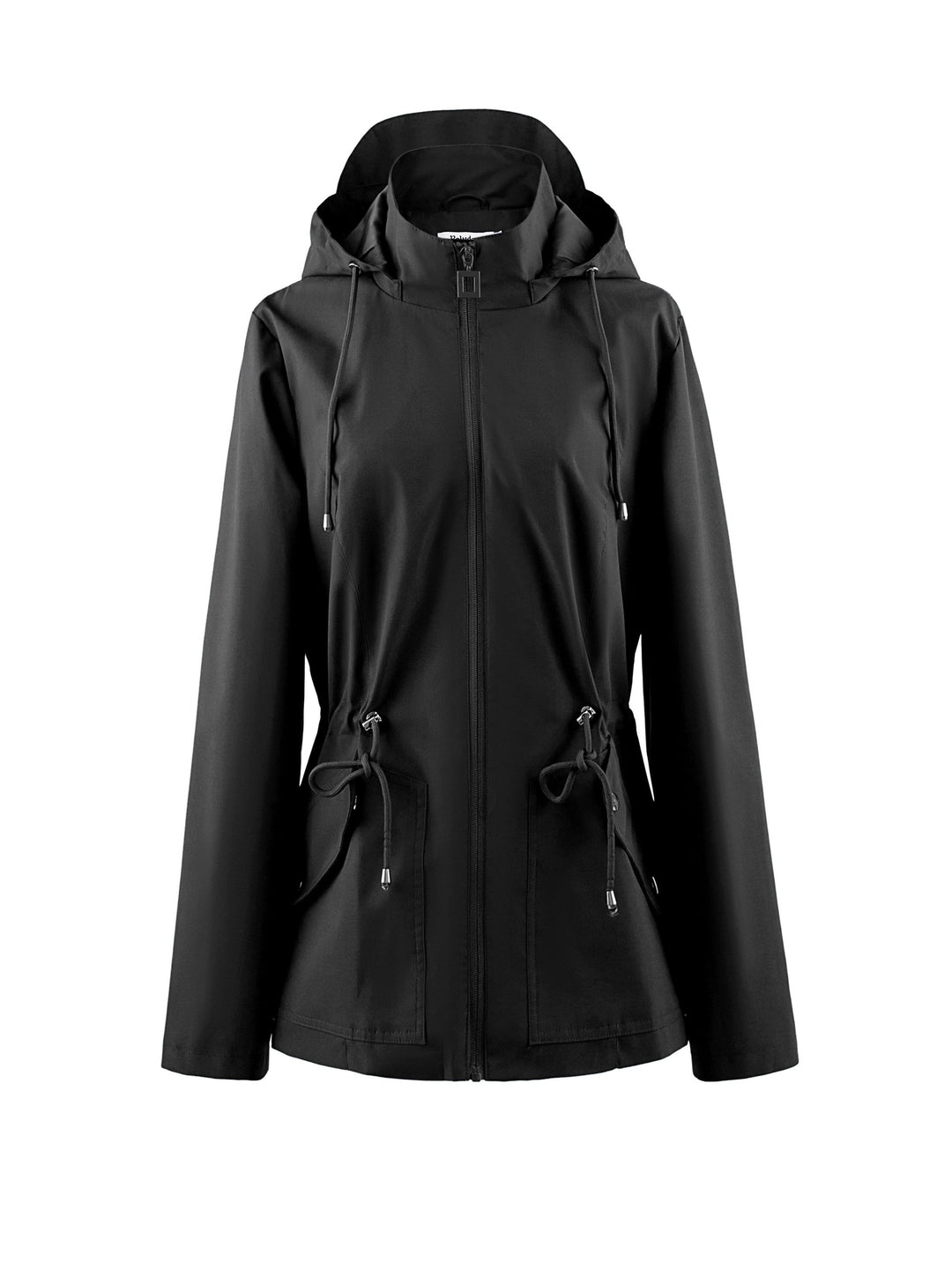 Levoire | Veste De Printemps Et D'Automne À Capuche Imperméable À Taille Empiriques Noir