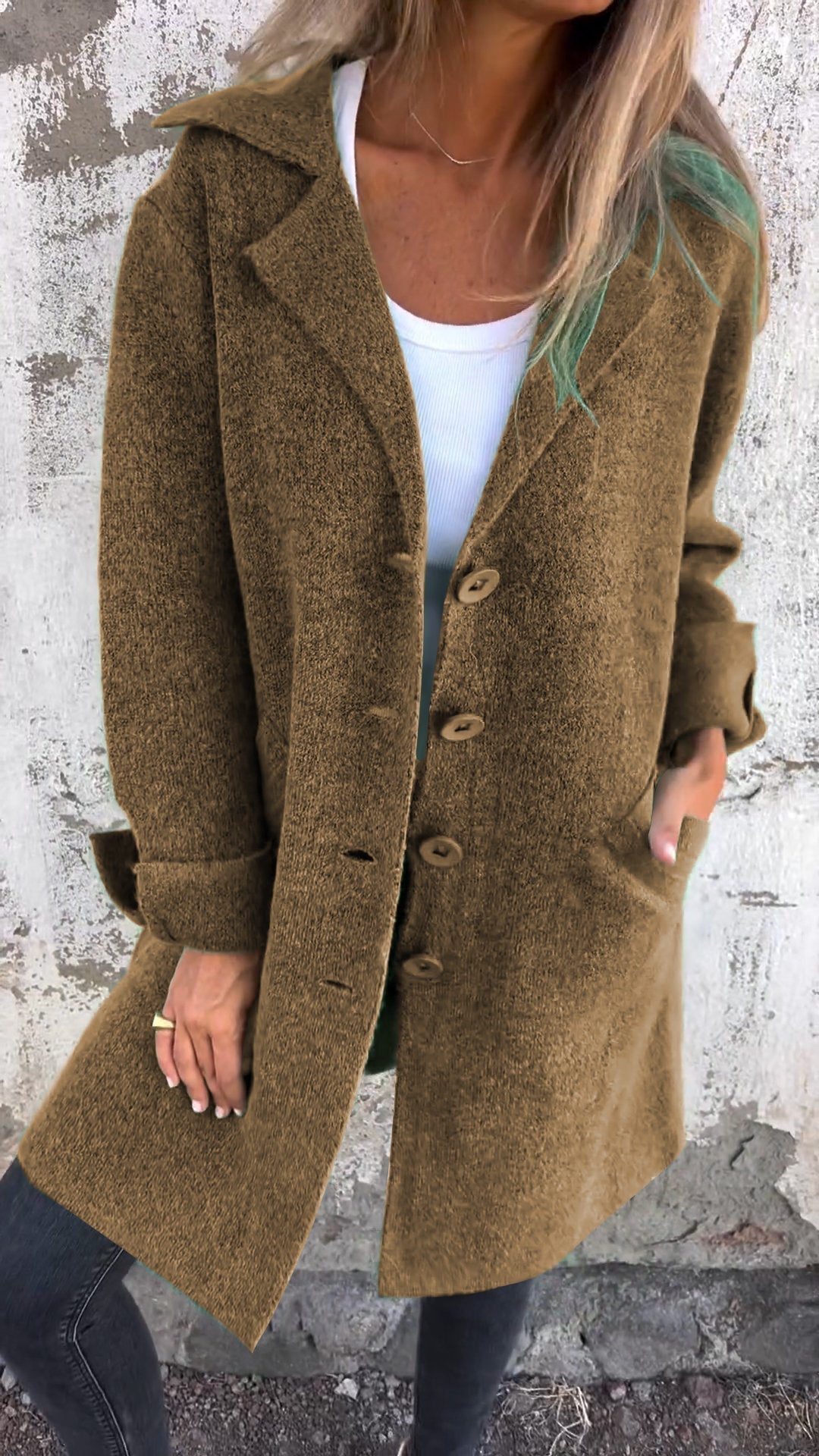 Levoire | Manteau en tricot long Braun