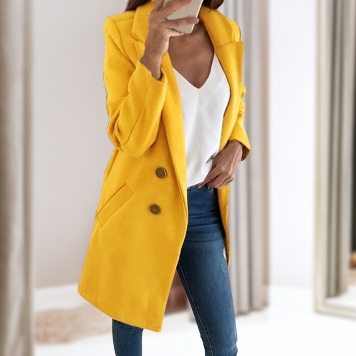 Levoire | Veste Blazer Longue Élégante Pour Femmes Jaune