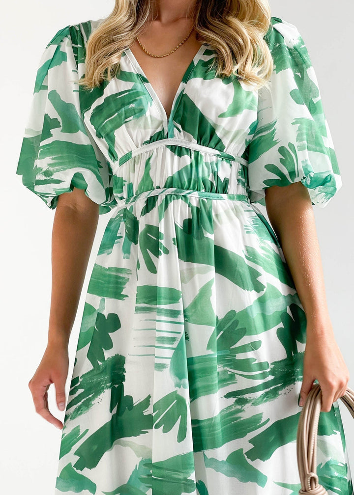 Levoire | Robe Longue Avec Décolleté En V Et Manches Bouffantes