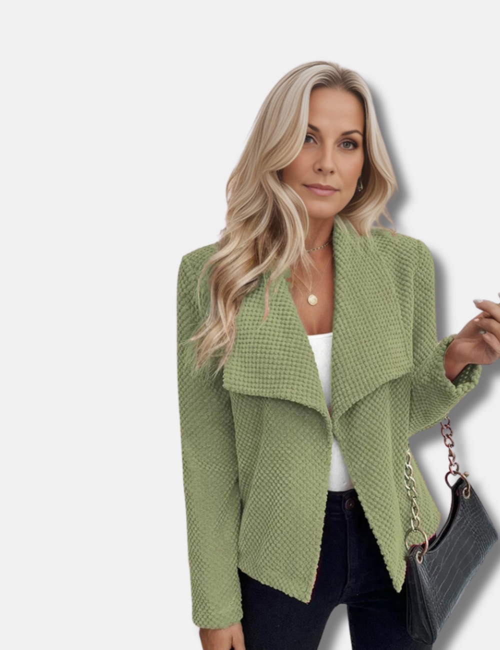 Levoire | Veste Courte Élégante Avec Col Retroussé Pour Femmes Vert