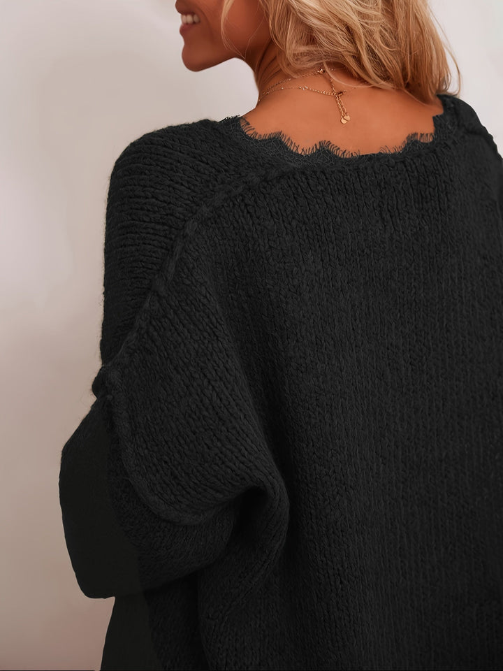 Levoire | Robe Tricotée Non Mélangée Avec Des Détails En Dentelle Et Des Manches Longues